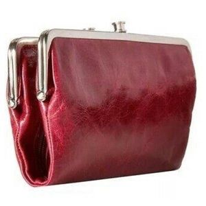 RED HOBO LEATHER WALLET WITH GINGHAM INTERIOR💫